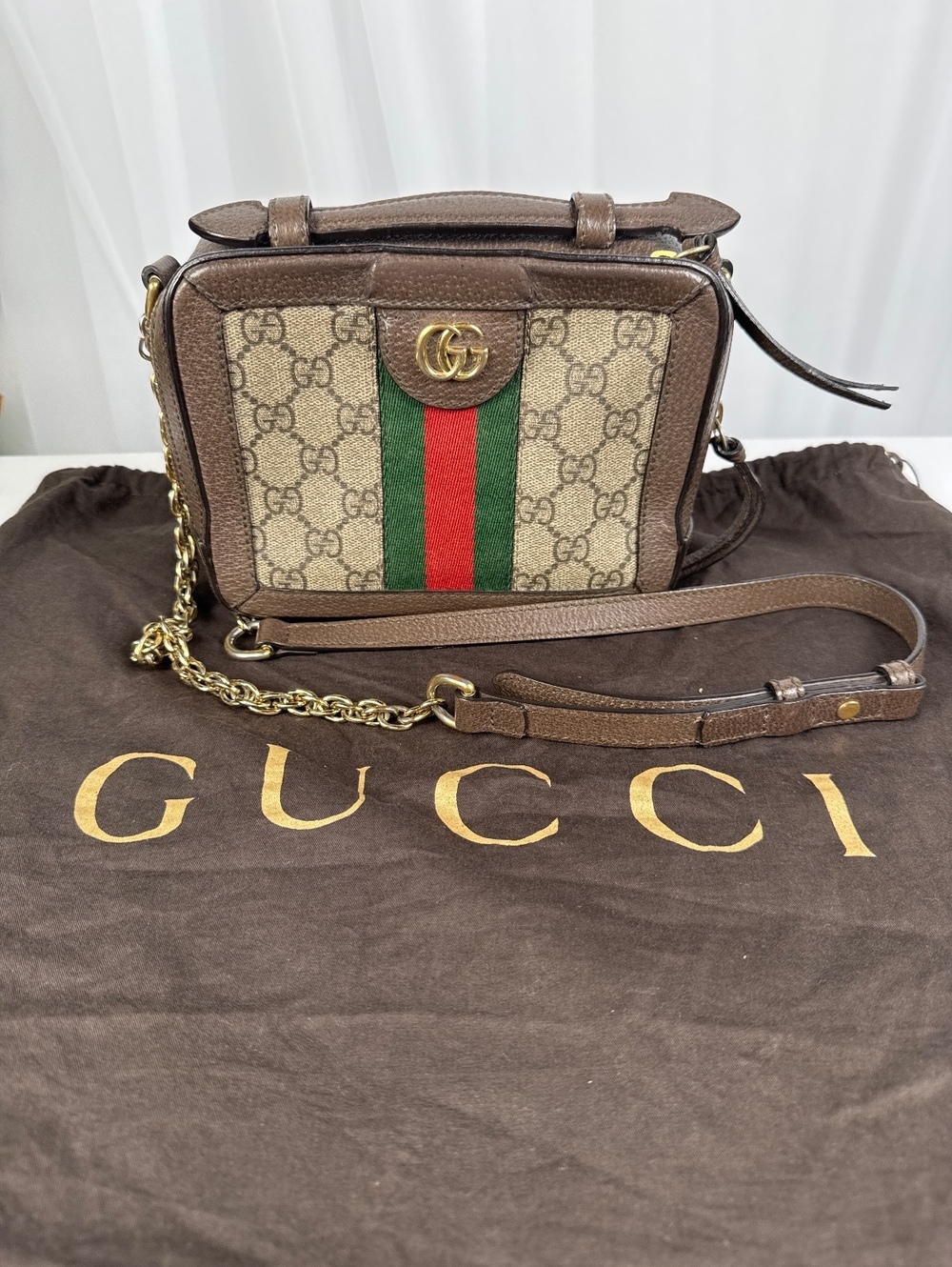 Gucci Ophidia Mini Top Handle Bag 696180 GG Supreme Canvas